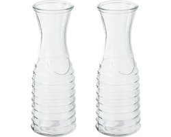 Secret de Gourmet schenk Karaf - 2x - 1 liter - glas - D10 x H26 cm - Met uitlopende hals - Waterkan - Sapkan
