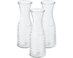 Secret de Gourmet schenk Karaf - 3x - 1 liter - glas - D10 x H26 cm - Met uitlopende hals - Waterkan - Sapkan