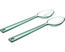Secret de Gourmet - Sla bestek/couvert - groen kunststof - 29 cm - picknick/vakantie