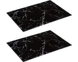 Secret de Gourmet Snijplank marmer print - 2x - glas - 40 x 30 cm - serveerplank/hapjes plank
