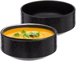 Secret de Gourmet Soepkommen/schaaltje - 2x - Loft - keramiek - D15 x H7 cm - antraciet - Stapelbaar