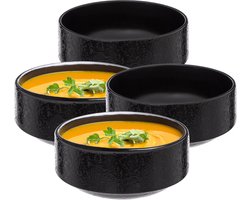 Secret de Gourmet Soepkommen/schaaltje - 6x - Loft - keramiek - D15 x H7 cm - antraciet - Stapelbaar
