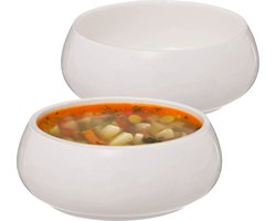 Secret de Gourmet Soepkommen/serveer schaaltjes - 6x - Nora - porselein - D15 x H6 cm - ivoor wit