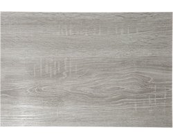 Secret de Gourmet tafel placemat in grey wash hout print - PVC - 45 x 30 cm - Onderleggers - Diner/ontbijt