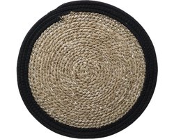 Secret de Gourmet Tafel Placemat - zeegras naturel/zwart - rond - 39 cm - Onderleggers - Ontbijt en Diner