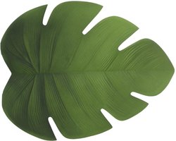Secret de Gourmet Tafel Placemats blad groen - vinyl - 47 x 38 cm - Onderleggers - Monstera bladeren