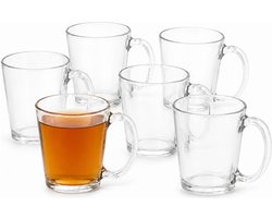 Secret de Gourmet Theeglas - 6x stuks - glas - 255 ml - met oor - glazen - thee/koffie