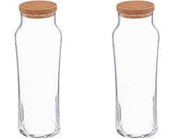 Secret de Gourmet Water Karaf met afsluitdop - 2x - glas - 1 Liter - schenkkan