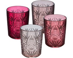 Secret de Gourmet Waterglazen / drinkglazen Ayla - 4x - transparant roze - 350 ml
