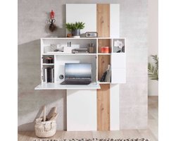 Secretaire Inovo 120cm 1 deur - wit/eik - Emob - Secretaire - Wit; Bruin - Melamine; MDF