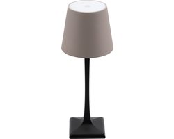 Securit® MILANO LED Tafellamp – Taupe/Black – Dimbaar & Draadloos – Inclusief Magnetische Oplaadkabel