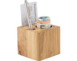 Securit Rekeninghouder blok model, Teak hout, 7x8x8 cm