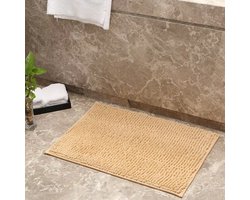 Securito® - Badmat Antislip - Beige - Voor In Badkamer - Badkamer Mat Antislip Extra Grip - Badkamermatten Sneldrogend - 90X60 CM