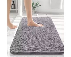 Securito® - Badmat Antislip - Grijs - Voor In Badkamer - Badkamer Mat Antislip Extra Grip - Badkamermatten Sneldrogend - 90X60 CM
