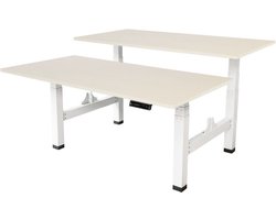 Sedero Elektrisch verstelbaar duo bureau - 140x80 cm - Two dual motor - Wit met Licht eiken