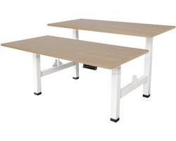 Sedero Elektrisch verstelbaar duo bureau - 180x80 cm - Two dual motor - Wit met Eiken