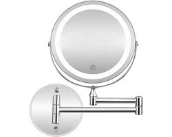 Sefaras Badkamer Make up Spiegel met Verlichting - Ronde Wandspiegel - Scheerspiegel - Met LED Verlichting - 7X Vergroting