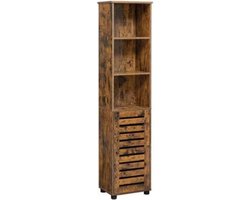 Segenn's Badkamerkast - Badkamerkasten hoog - Opbergkast - Staande Kast - Industrieel - 3 Open Planken - 40 x 30 x 167 cm - Rustiek Bruin
