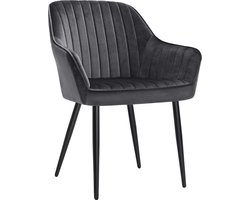 Segenn's Eetkamerstoelen - Eetkamerstoelen set van 6 - woonkamerstoel - blauw - Metaalpoot - Fluweel - Velvet eetstoel - grijs