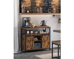 Segenn's Gaaf TV Meubel - TV Kast - 2 Schuifdeuren - Tot 60 Inch - 135 x 40 x 76 cm - Verstelbare Schappen - Industrieel - Bruin - Zwart