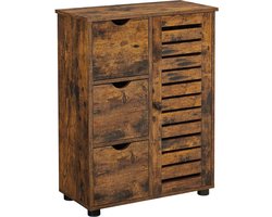Segenn's Nut BadkamerKast - Dressoir - Industrieel - Opbergmeubel met 4 Handige Vakken - Bruin Zwart