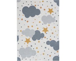 SEHRAZAT Vloerkleed, moderne, wasbaar, zachte microvezel, keuken, badkamer, kinderkamer, studeerkamer en woonkamer tapijt, wit/grijs- 140x200