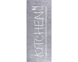 SEHRAZAT Vloerkleed, moderne, wasbaar, zachte microvezel, speciale druktechniek, keuken tapijt, rechthoekig, grijs-wit 80x150 cm