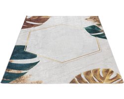SEHRAZAT Vloerkleed, moderne, wasbaar, zachte microvezel, speciale druktechniek, woonkamer tapijt, beige 160x230