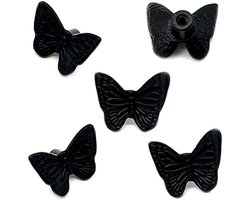 Selbro ® 5 stuks antieke zwarte vlinder lade knoppen, retro koperen dier dressoir kast trekken, unieke vintage kast meubels decor knop