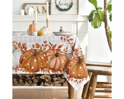 Selbro®, Buffalo Plaid Oranje Pompoenen Herfst Tafelkleed, Rechthoekig 140x220 cm Herfst Tafelhoes Voor Party Thuis Tafel Decoraties