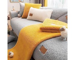 Selbro®, Fluwelen bankovertrek, 1-, 2-, 3-, 4-zits, zachte bankhoes, L-vorm, antislip, bankhoes, hoekbank, bankbeschermer voor honden