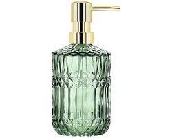 Selbro ® Glazen zeepdispenser met pomp, navulbaar vloeibaar handzeepdispenser voor badkamer of keuken (Groen)
