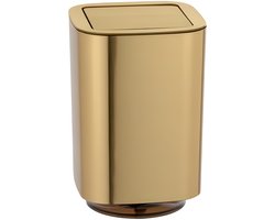 Selbro® Gouden Cosmetica Emmer met Schommeldeksel - 5,5 Liter Inhoud - Badkamer Prullenbak - Elegant Design - Stevig Kunststof