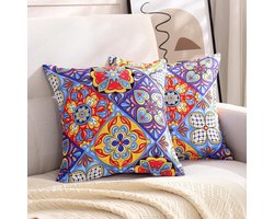 Selbro ® Kleurrijke Paisley Kussenhoezen Set van 2 met Rits en Oeko-Tex Certificering