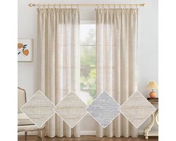 Selbro ® Linnen gordijnen met plooiband, set van 2, 140 x 225 cm, naturel