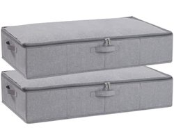Selbro ® Opbergdozen voor onder het bed, opvouwbare opbergdozen met versterkte handgreep en ritssluiting, voor dekbedden, kleding, 80 x 40 x 15 cm, 2 stuks