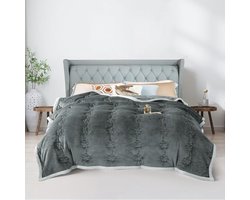 Selbro®, Pluizige fleece deken voor slaapbank plaid flanel 810 g/m² dikke deken voor bank of fauteuil, 3-laags katoenen pluche, zachte, geweven wasbare deken voor winter herfst (grijs, 200 x 230 cm)