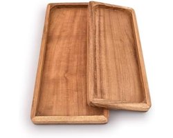 Selbro ® Rechthoekige Houten Schotels voor Voedselhouder/BBQ/Feestbuffet (Set van 2)