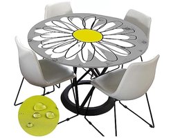 Selbro®, Rond Vlekbestendig Tafelkleed 100 cm, Daisy Print Verstelbaar Elastisch Tafelkleed, Mandala waterdichte Tafelkleden voor Thuis Keuken Eetkamer Verjaardag Tuindecoratie (Voor Tafel 80-90cm)