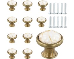 Selbro ® Set van 10 Stuks Decoratieve Vintage Keramische Knoppen voor Meubels in Antiek Brons Stijl