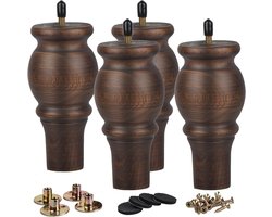 Selbro ® Set van Vier Conische Massief Houten Meubelpoten voor Diverse Toepassingen