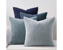 Selbro ® Set van Vier Sierkussenhoezen 45 x 45 cm in Blauwtinten voor Diverse Ruimtes