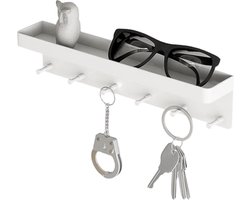 Selbro ® Slim en Stijlvol Wandrek voor Sleutels met Plank en Haken, Zelfklevend en Praktisch