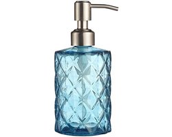 Selbro ® Stijlvolle Glazen Zeepdispenser met Roestvrijstalen Pomp - Blauw