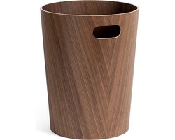 Selbro ® Stijlvolle Moderne Houten Afvalemmer voor Diverse Ruimtes met Walnoot Afwerking