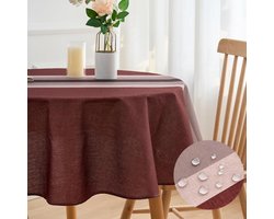 Selbro®, Tafelkleed rood, 140 x 140 cm, linnen, tafelkleed, weerbestendig, tuintafelkleed, afwasbaar, roze, kersttafelkleed voor keuken, eettafel, ronde tafels, landelijke stijl, decoratie