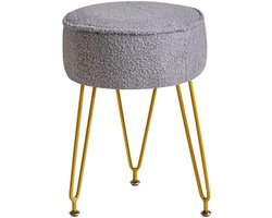 Selbro ® Teddy Velvet Ronde Voetsteun Kruk Ottomaanse, Make-up Vanity Kruk Bijzettafel, Fluwelen Kaptafel Zitting, Poef Bank Kruk, voor Woonkamer Slaapkamer, Grijs WBD009G