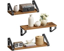 Selbro ® VASAGLE wandplank in industrieel ontwerp, zwevende plank, set van 3, wandmontage, stabiele plank voor presentatie, voor woonkamer, badkamer, keuken