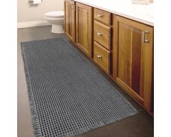 Selbro®, Waffle Badmat, antislip, 61 x 153 cm, groot, zacht, wollig, absorberend, wasbaar, voor badkamer, hal en keuken, donkergrijs