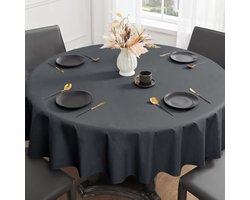 Selbro®, Wasdoek tafelkleed, rond, 120 cm, donkergrijs, rond tafelkleed, pvc, afwasbaar, waterdicht, weerbestendig, vlekbescherming voor tuintafel, eettafel, tuin, balkon, salontafel